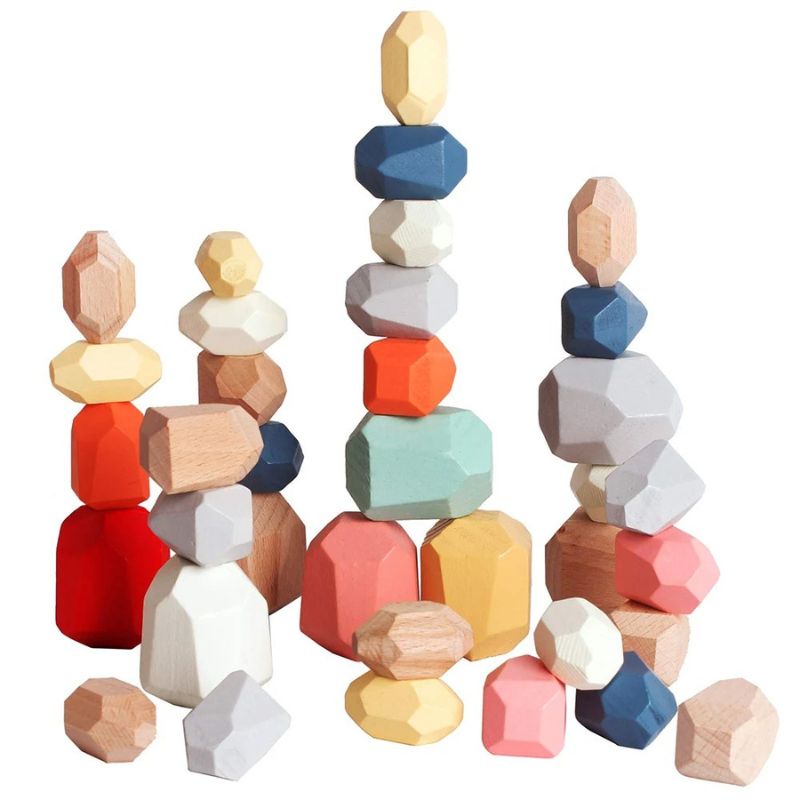 Montessori Wooden Stacking Stones – Balancing Blocks for Calm, Creative Play 3+