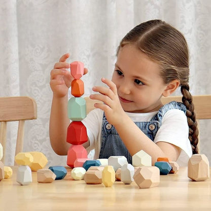 Montessori Wooden Stacking Stones – Balancing Blocks for Calm, Creative Play 3+