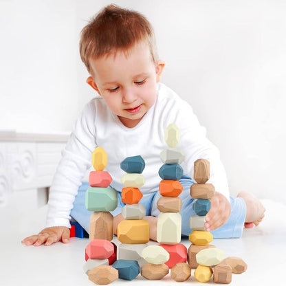 Montessori Wooden Stacking Stones – Balancing Blocks for Calm, Creative Play 3+