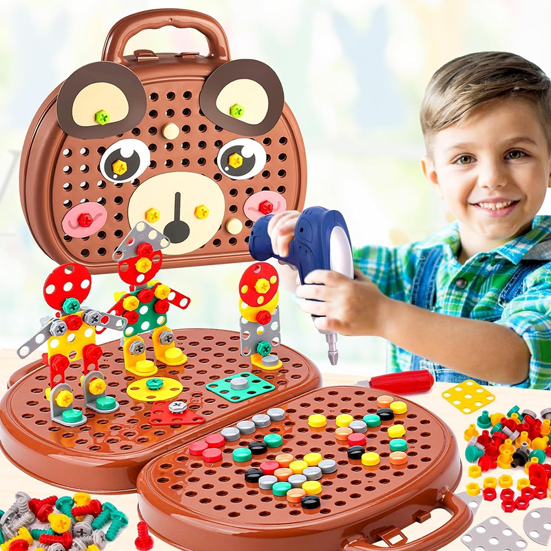 JooBox™ Montessori Tool Box – Kids Building Set with Working Toy Drill (204 Pieces)