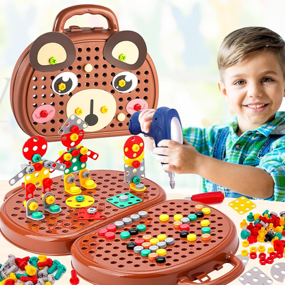 JooBox™ Montessori Tool Box – Kids Building Set with Working Toy Drill (204 Pieces)