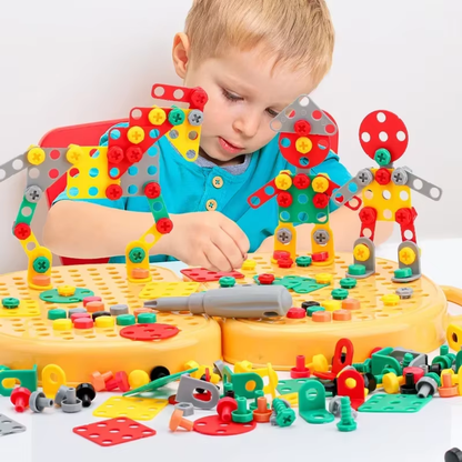 JooBox™ Montessori Tool Box – Kids Building Set with Working Toy Drill (204 Pieces)