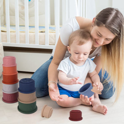 Silicone Stacking Cups – Soft Sensory Educational Stacking Toy for Babies 6M+
