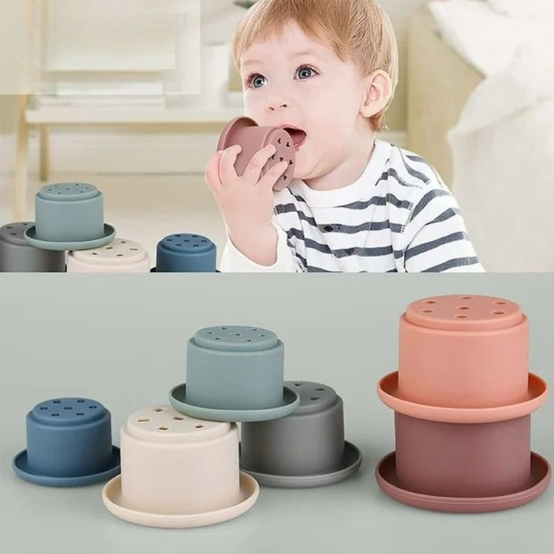 Silicone Stacking Cups – Soft Sensory Educational Stacking Toy for Babies 6M+
