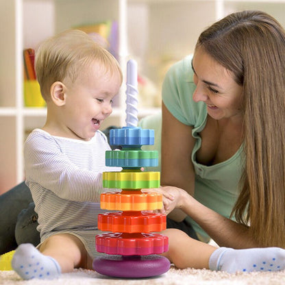 Montessori Rainbow Stacking Tower – Colourful Sensory Ring Stacker for Ages 1-3