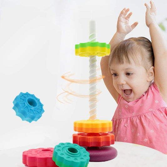 Montessori Rainbow Stacking Tower – Colourful Sensory Ring Stacker for Ages 1-3