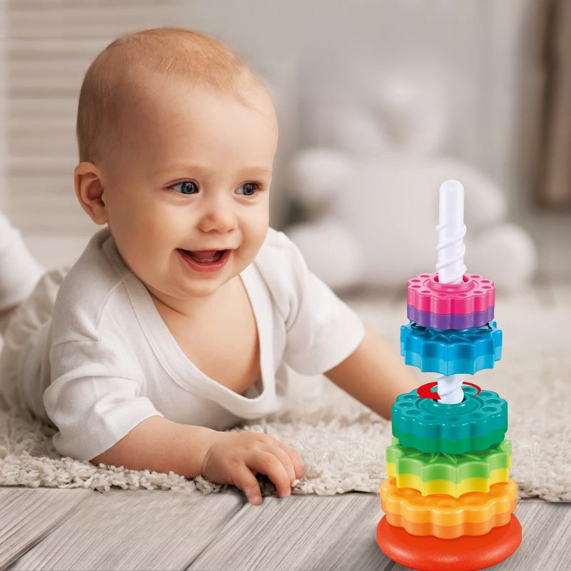 Montessori Rainbow Stacking Tower – Colourful Sensory Ring Stacker for Ages 1-3