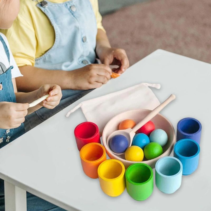 Montessori Wooden Sorting & Stacking Toy Set – Fine Motor Skills Kit for Ages 1-5
