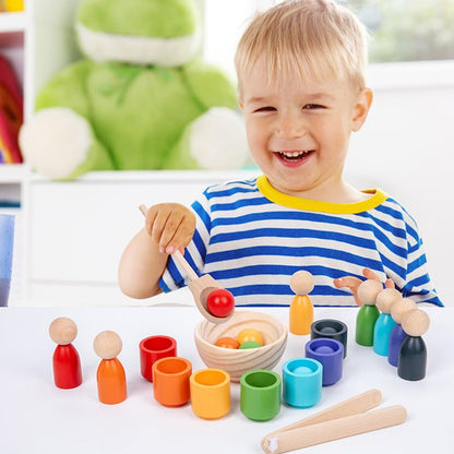 Montessori Wooden Sorting & Stacking Toy Set – Fine Motor Skills Kit for Ages 1-5