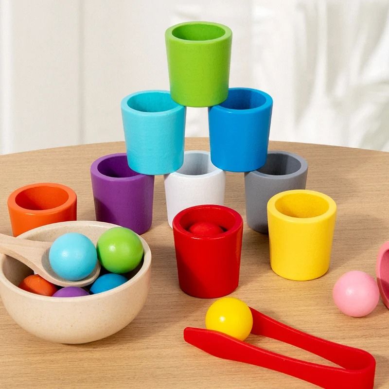 Montessori Wooden Sorting & Stacking Toy Set – Fine Motor Skills Kit for Ages 1-5