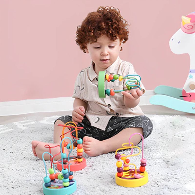 Montessori Wooden Bead Maze – Educational Sensory & Abacus Toy for Toddlers 1+