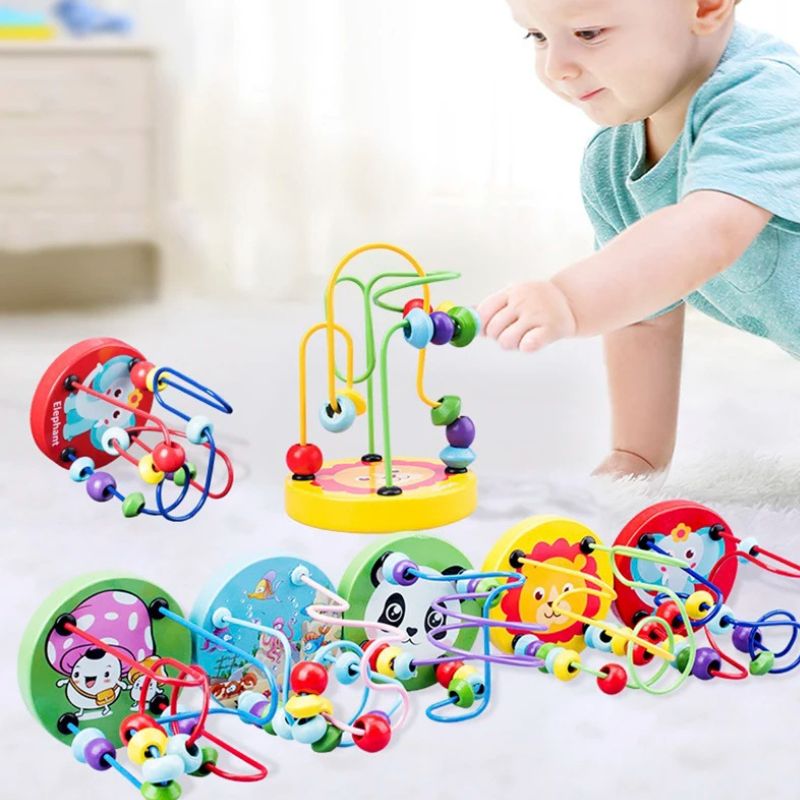 Montessori Wooden Bead Maze – Educational Sensory & Abacus Toy for Toddlers 1+