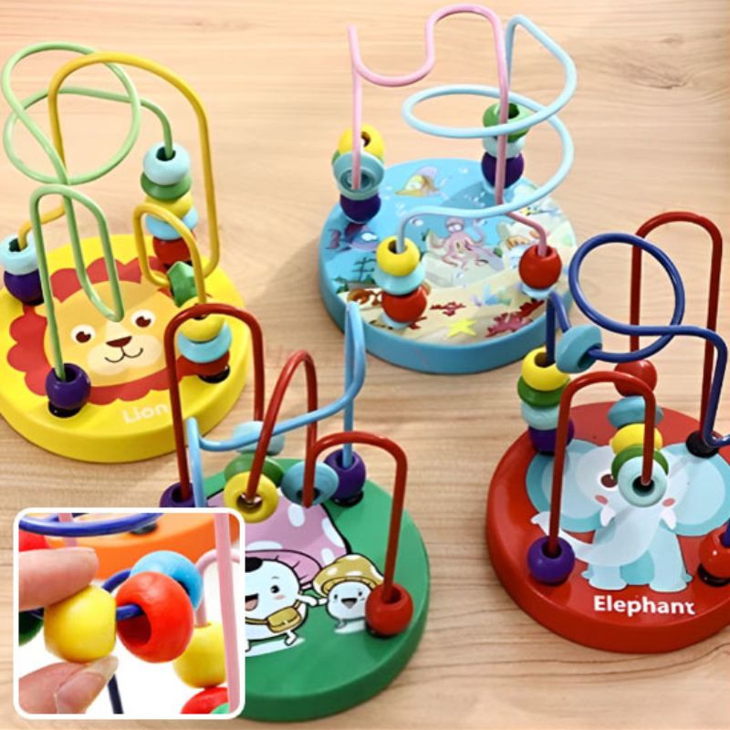 Montessori Wooden Bead Maze – Educational Sensory & Abacus Toy for Toddlers 1+
