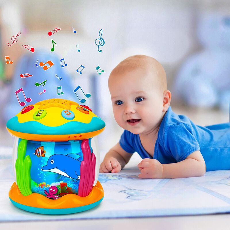 AquaFun™ Musical Baby Toy – Crawling Roller with Starry Night Light Projector 6M+