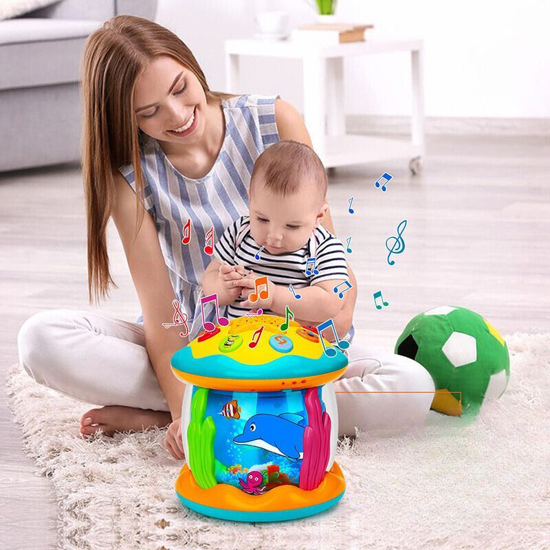 AquaFun™ Musical Baby Toy – Crawling Roller with Starry Night Light Projector 6M+