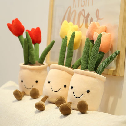 Bubbly Tulip Flower Pot Plush