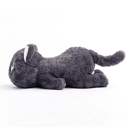 Jiji the Fluffy Black Cat Plushie Laying Down