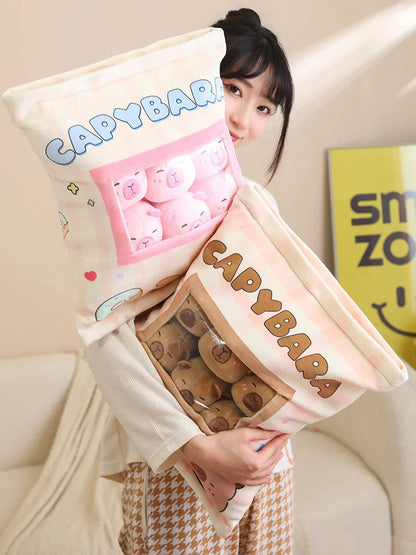 Pink Brown Capybara Candy Bag Plushies