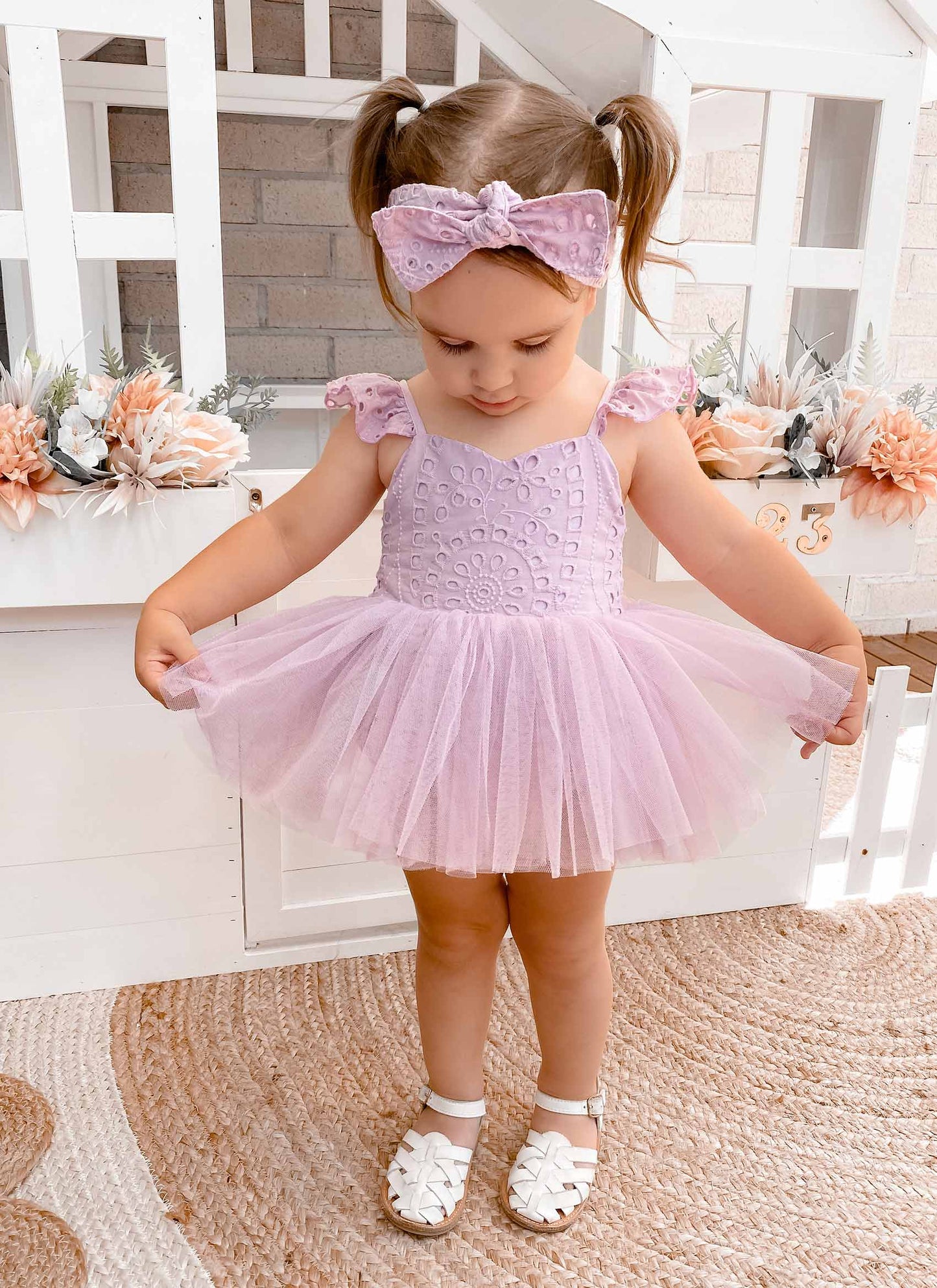 Trixie Belle Lilac Tutu Baby Girl Romper