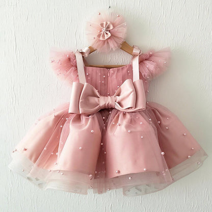 Toddler Beauty Pageant Dress Fluffy Beads Princess Dress First Communion Dresses