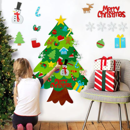 TreeDeco™ Montessori Felt Christmas Tree – Kids' Reusable Wall Tree with Ornaments