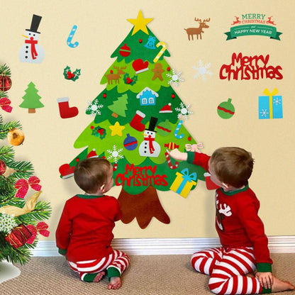 TreeDeco™ Montessori Felt Christmas Tree – Kids' Reusable Wall Tree with Ornaments
