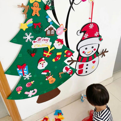 TreeDeco™ Montessori Felt Christmas Tree – Kids' Reusable Wall Tree with Ornaments