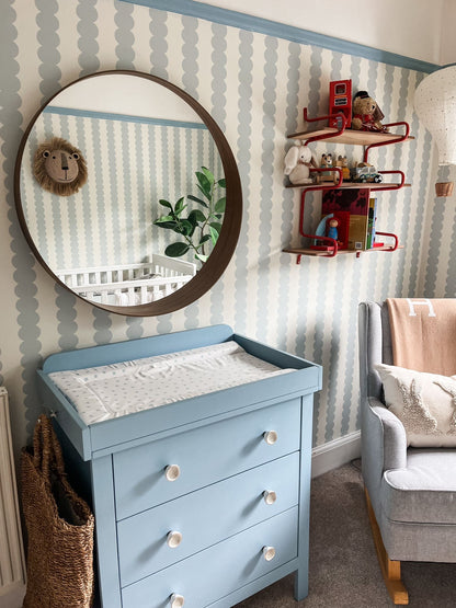 Scallop Stripe Wallpaper, Blue