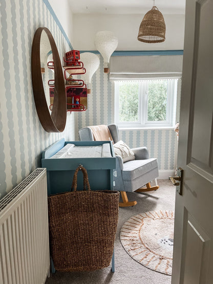 Scallop Stripe Wallpaper, Blue