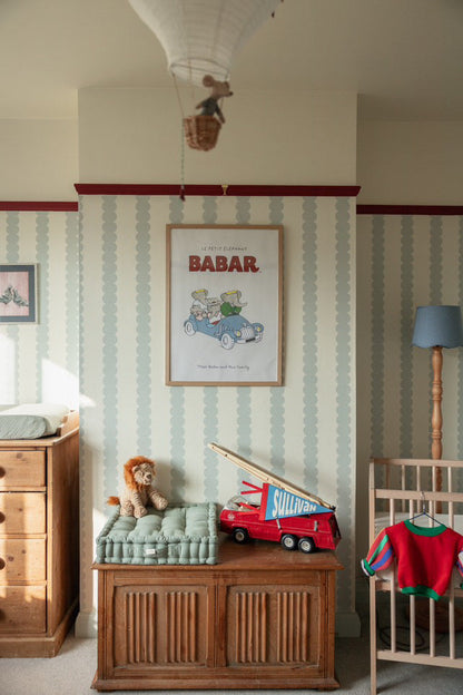 Scallop Stripe Wallpaper, Blue