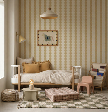 Scallop Stripe Wallpaper, Yellow