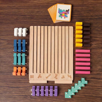 Montessori Wooden Tetris Puzzle – Screen-Free Educational Brain Game for Kids 3+