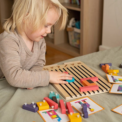 Montessori Wooden Tetris Puzzle – Screen-Free Educational Brain Game for Kids 3+