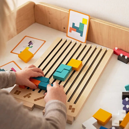 Montessori Wooden Tetris Puzzle – Screen-Free Educational Brain Game for Kids 3+