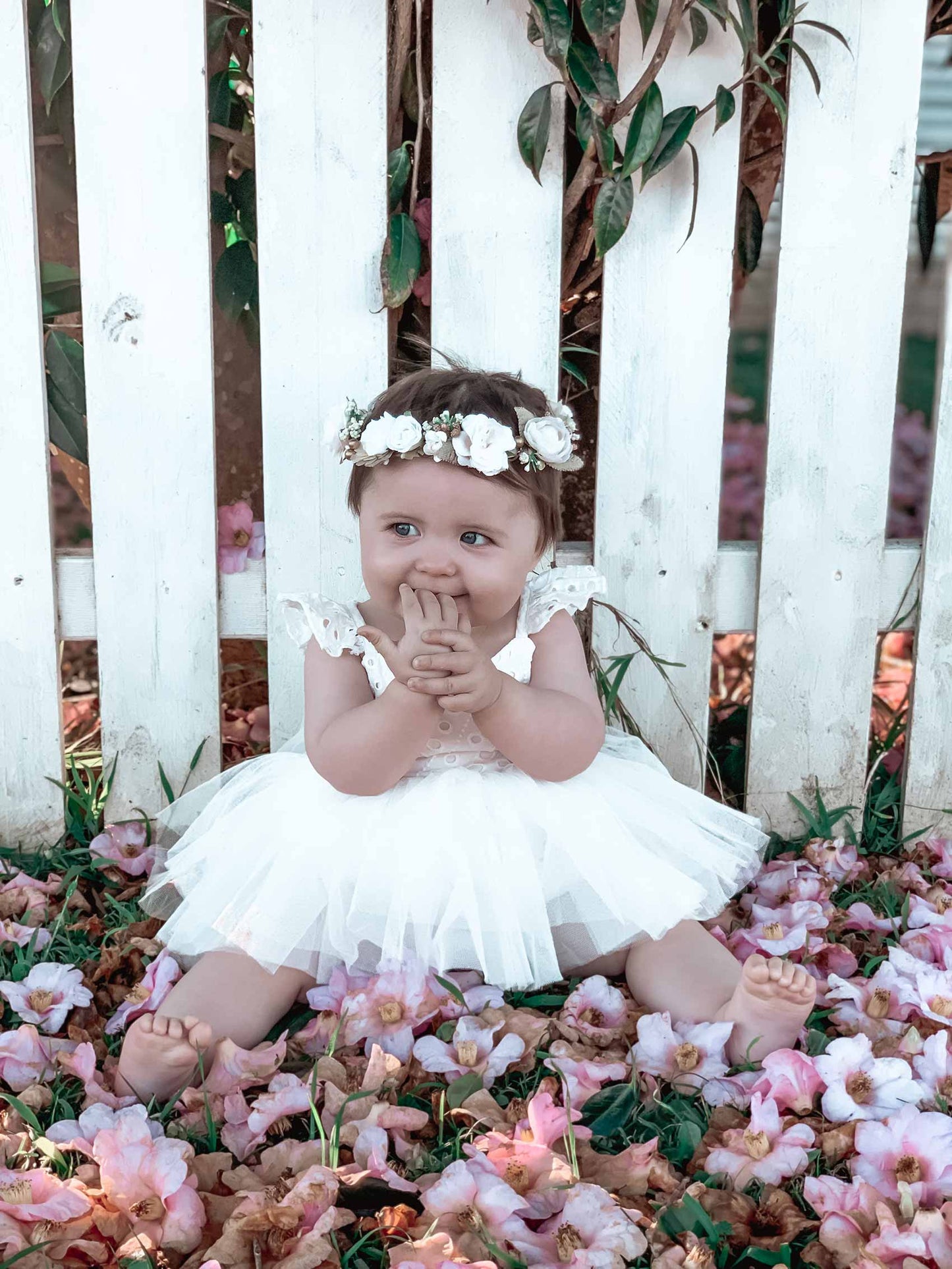 Trixie Belle White Tutu Baby Girl Tulle Party Romper