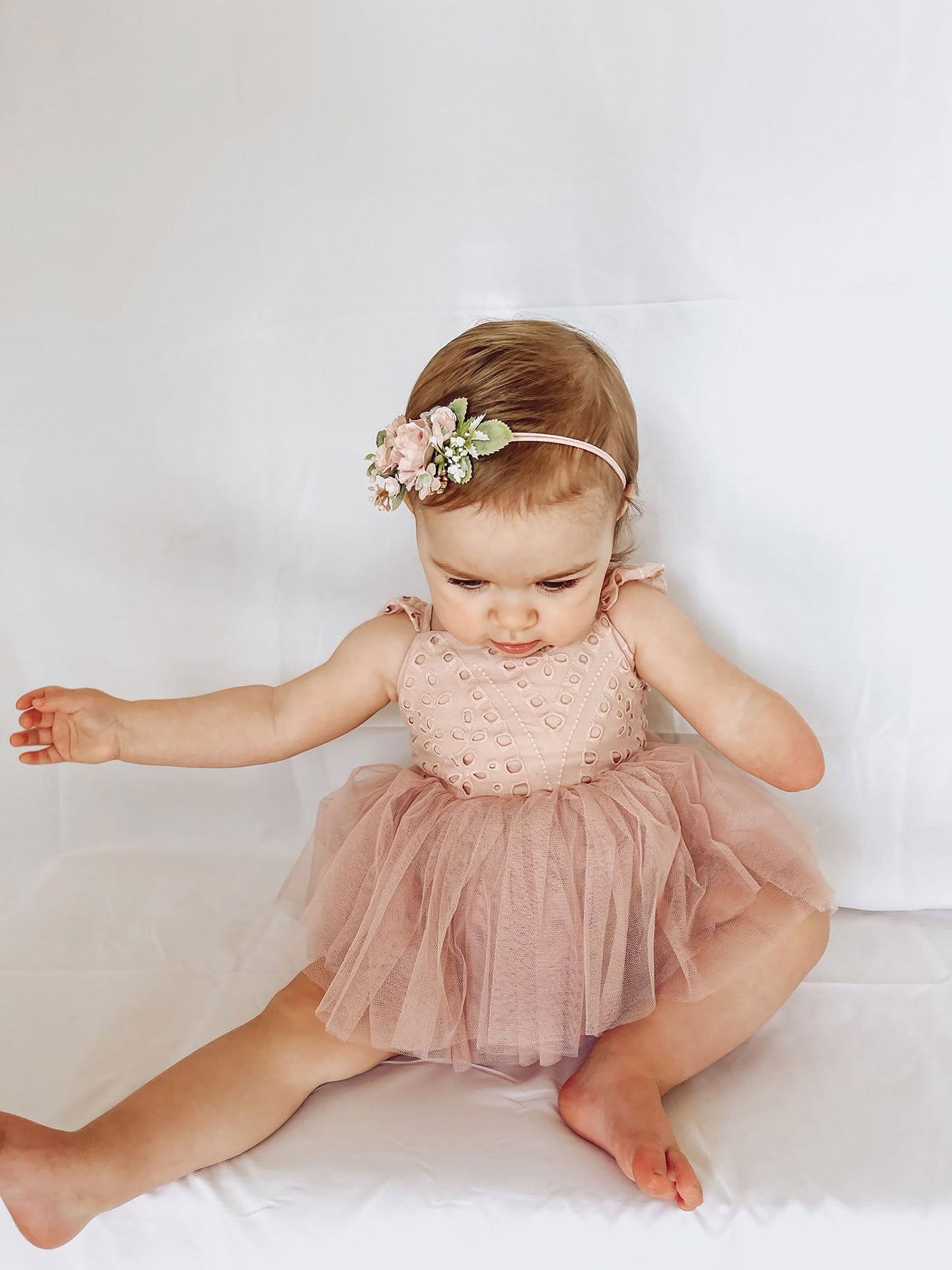 Trixie Belle Dusty Rose Pink Tutu Baby Girl Tulle Party Romper