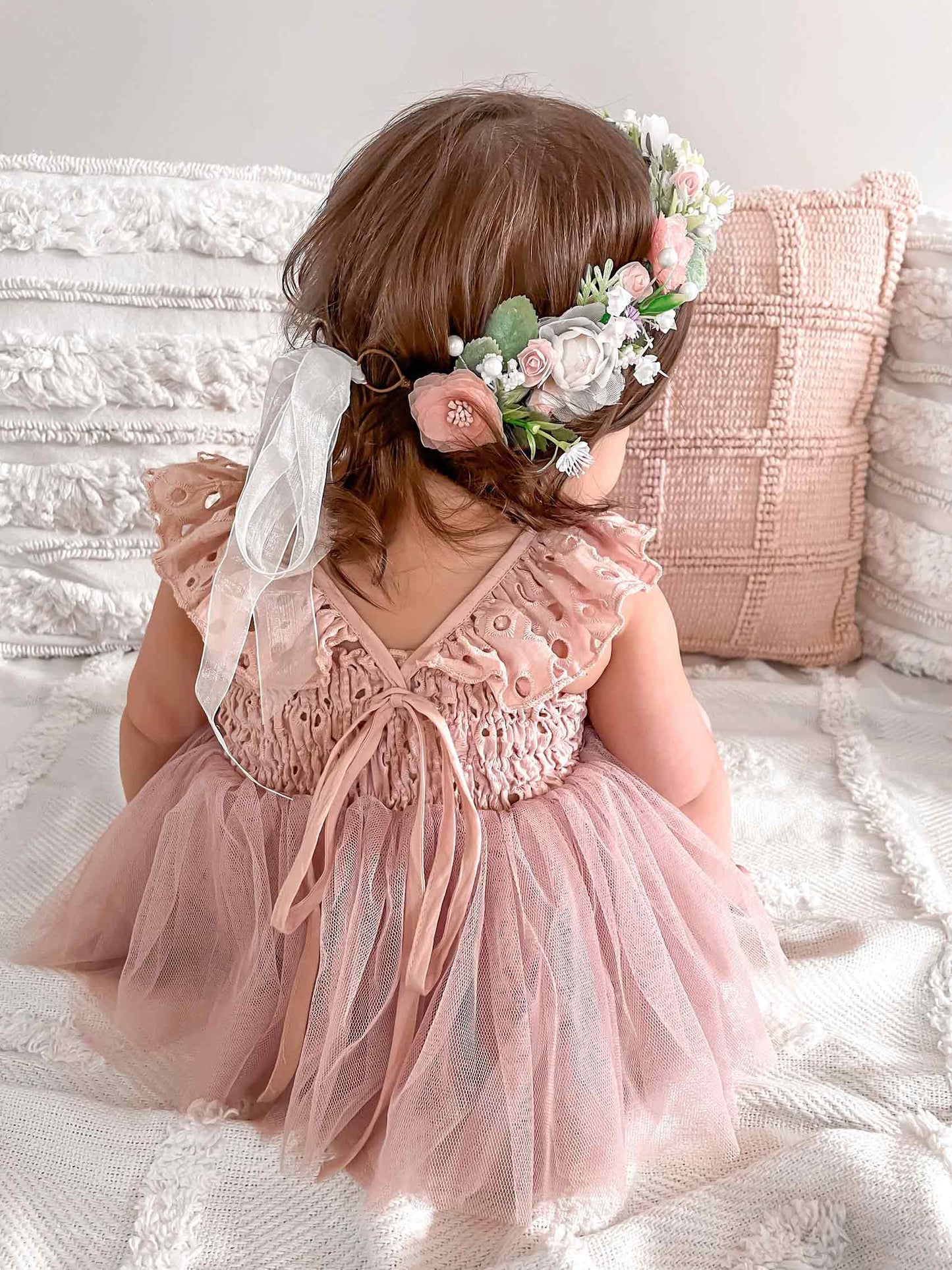 Trixie Belle Dusty Rose Pink Tutu Baby Girl Tulle Party Romper