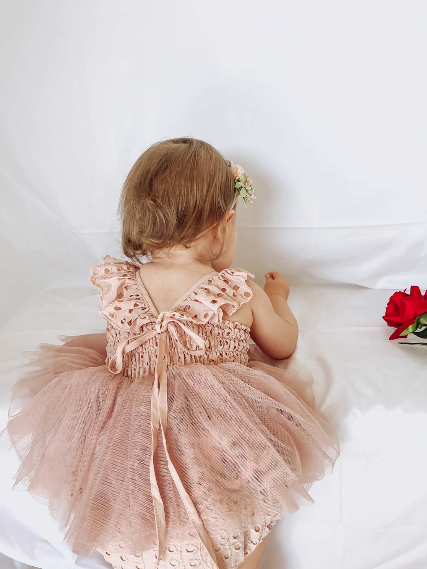 Trixie Belle Dusty Rose Pink Tutu Baby Girl Tulle Party Romper