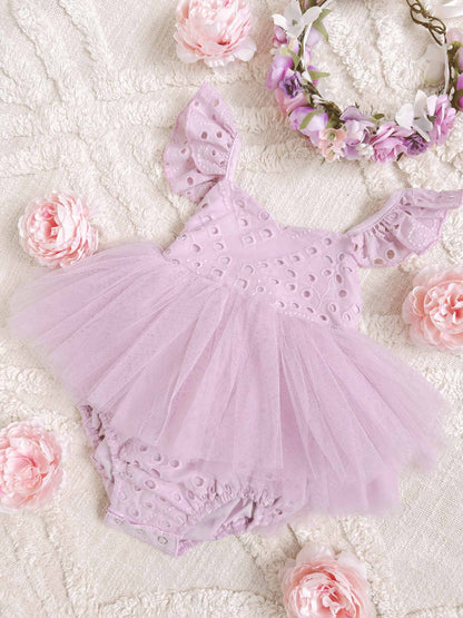 Trixie Belle Lilac Tutu Baby Girl Romper