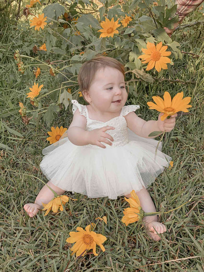 Trixie Belle White Tutu Baby Girl Tulle Party Romper