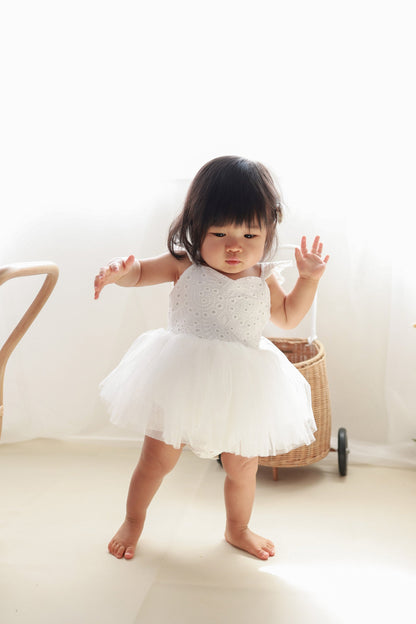 Trixie Belle White Tutu Baby Girl Tulle Party Romper