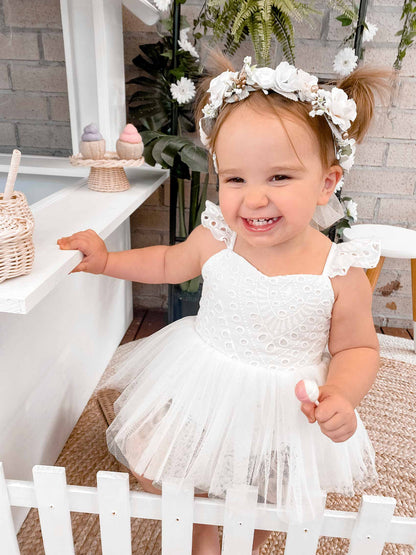 Trixie Belle White Tutu Baby Girl Tulle Party Romper