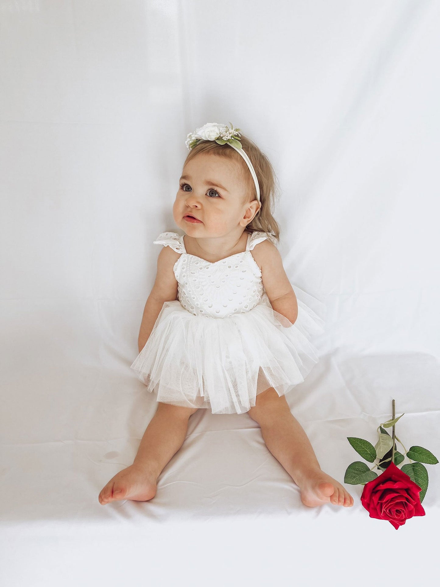 Trixie Belle White Tutu Baby Girl Tulle Party Romper
