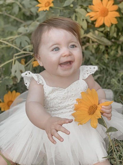 Trixie Belle White Tutu Baby Girl Tulle Party Romper
