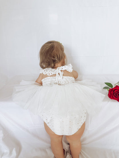 Trixie Belle White Tutu Baby Girl Tulle Party Romper