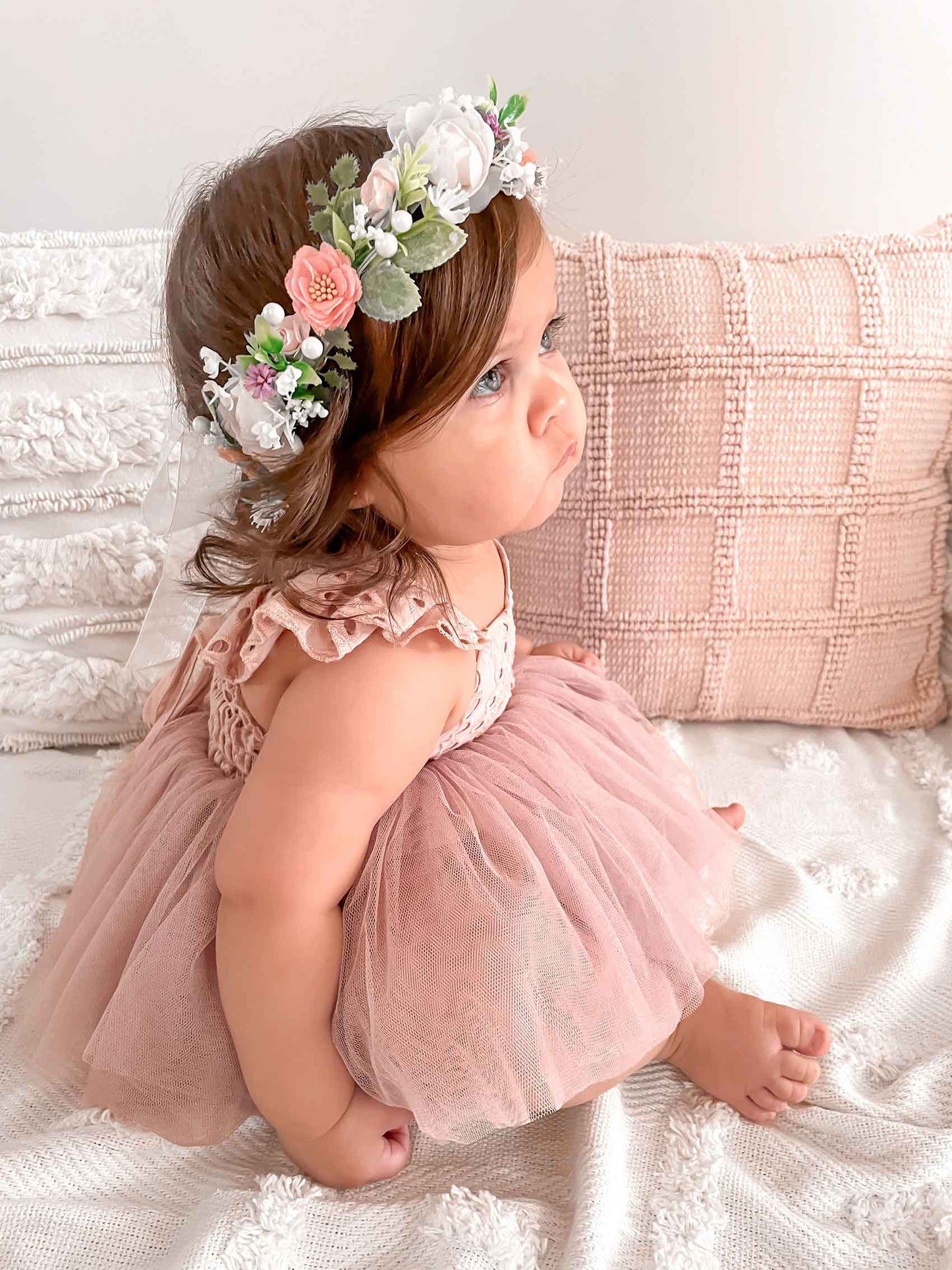 Trixie Belle Dusty Rose Pink Tutu Baby Girl Tulle Party Romper