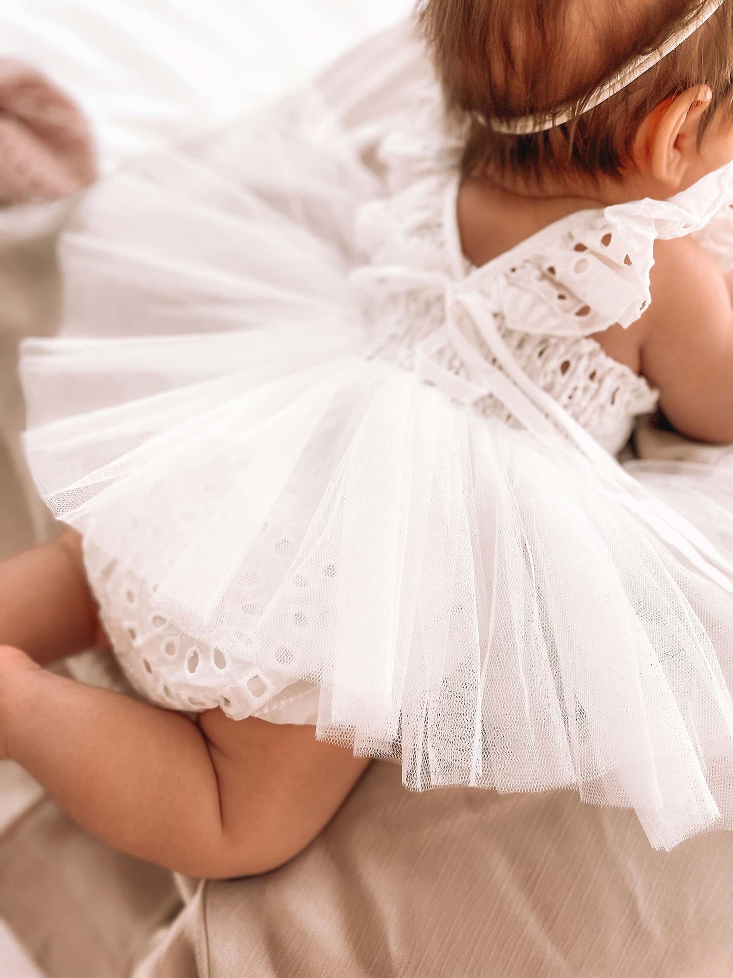 Trixie Belle White Tutu Baby Girl Tulle Party Romper