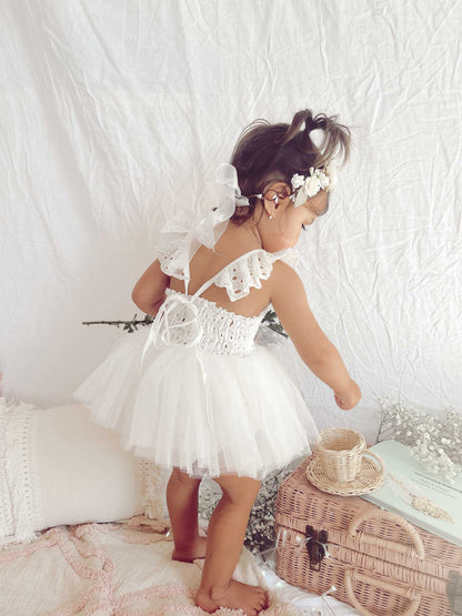 Trixie Belle White Tutu Baby Girl Tulle Party Romper