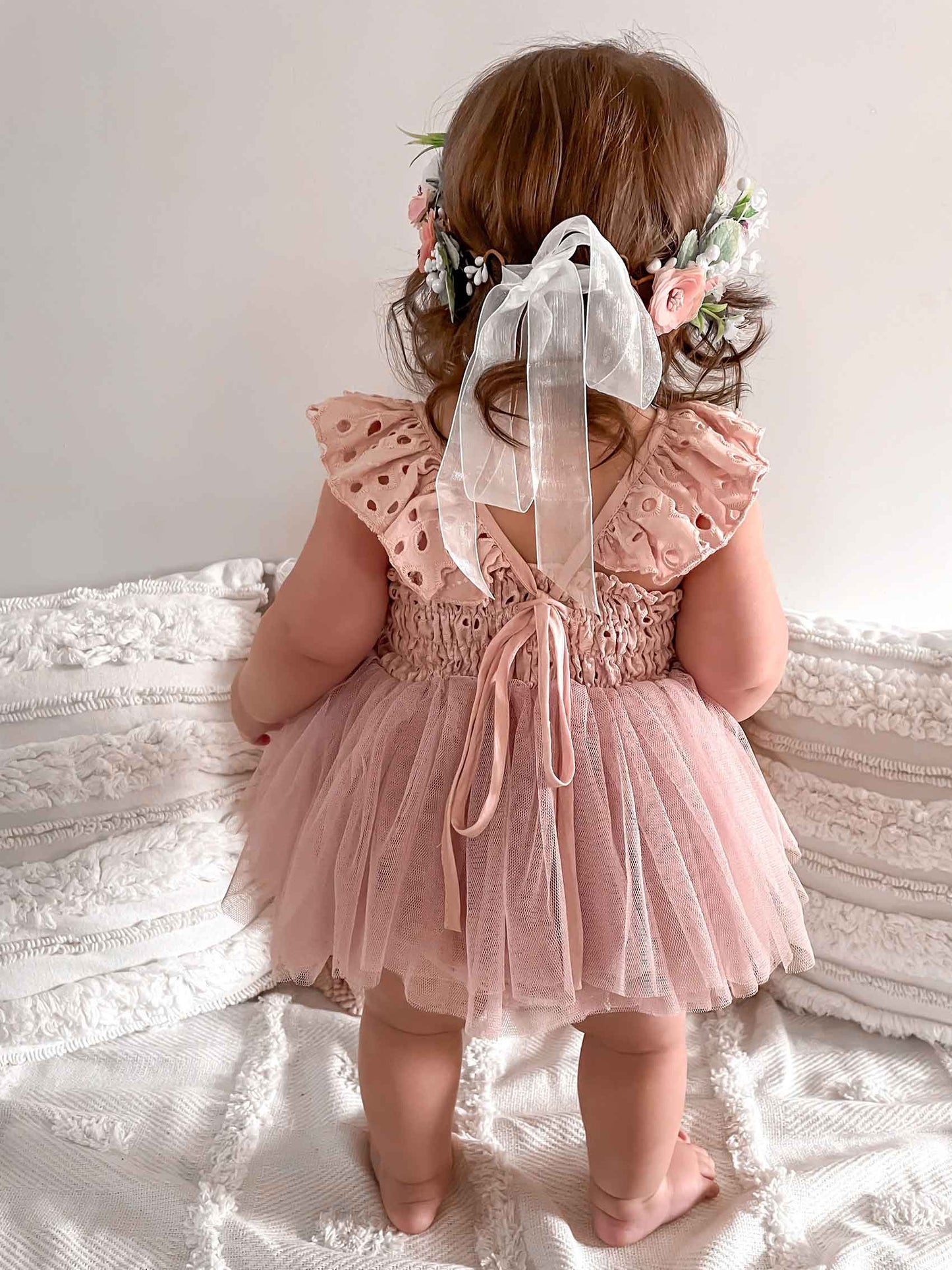 Trixie Belle Dusty Rose Pink Tutu Baby Girl Tulle Party Romper
