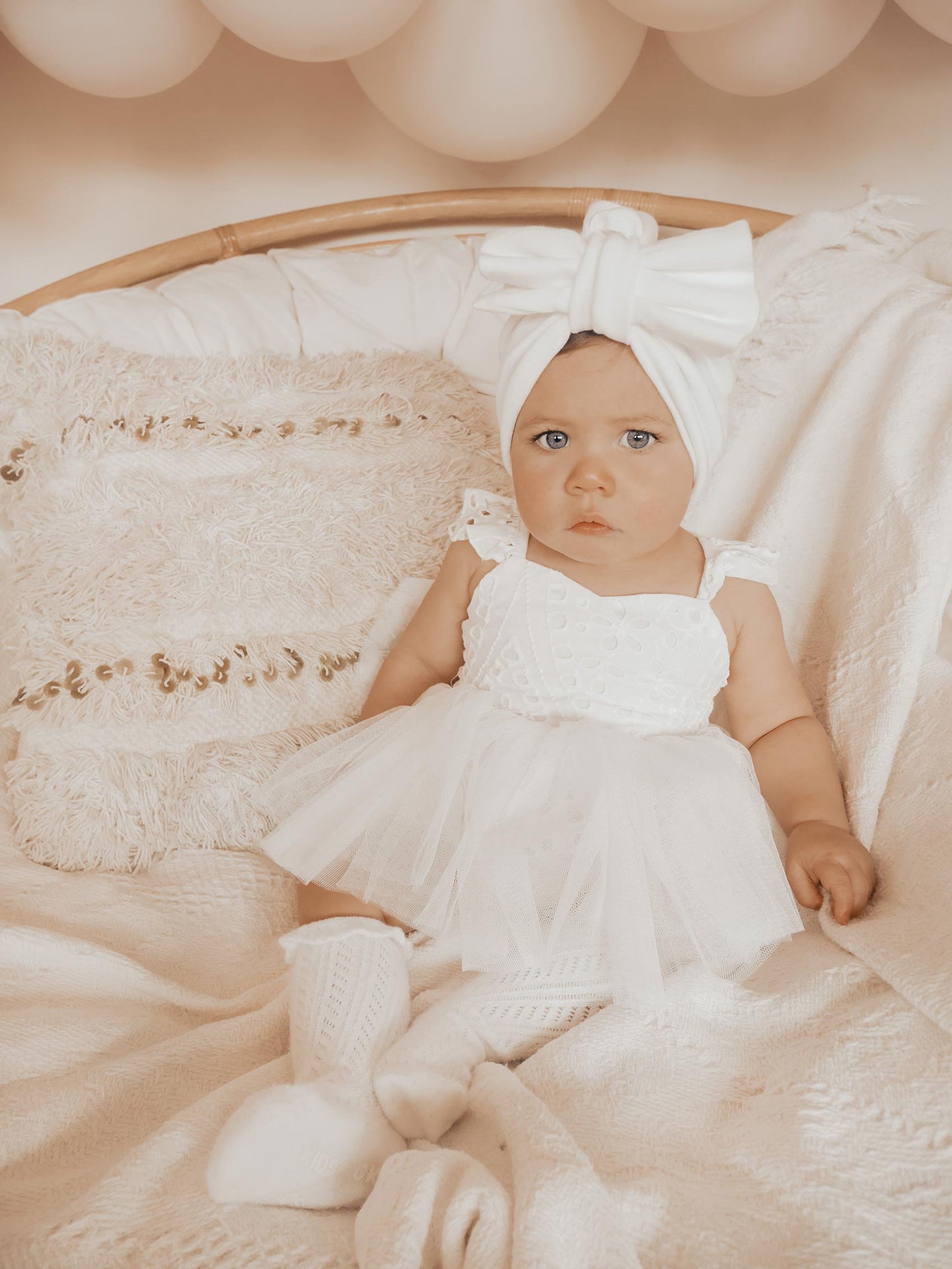 Trixie Belle White Tutu Baby Girl Tulle Party Romper